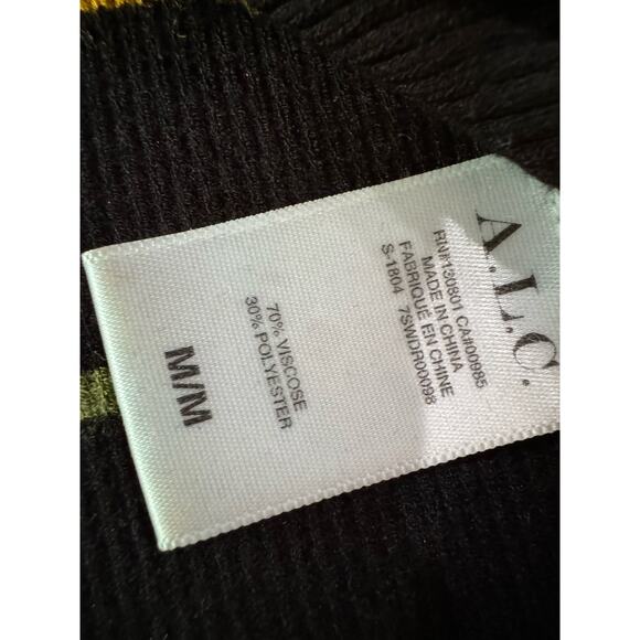 A.L.C Bodycon sleeveless Striped Shane Dress black knit midi dress size M - Picture 9 of 11